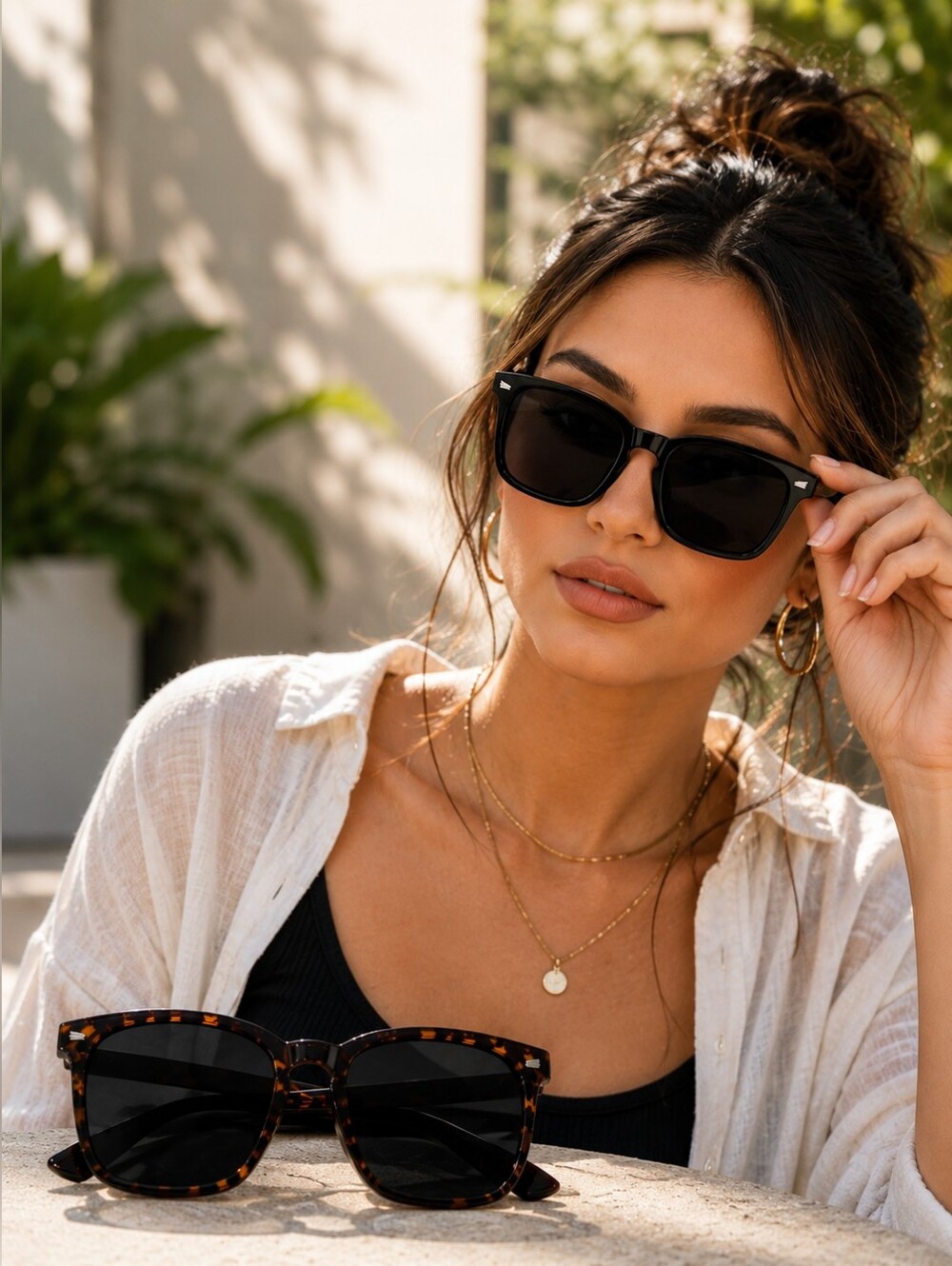 2 Pairs Retro Square Sunglasses Black & Tortoise UV‎ Protection NWT